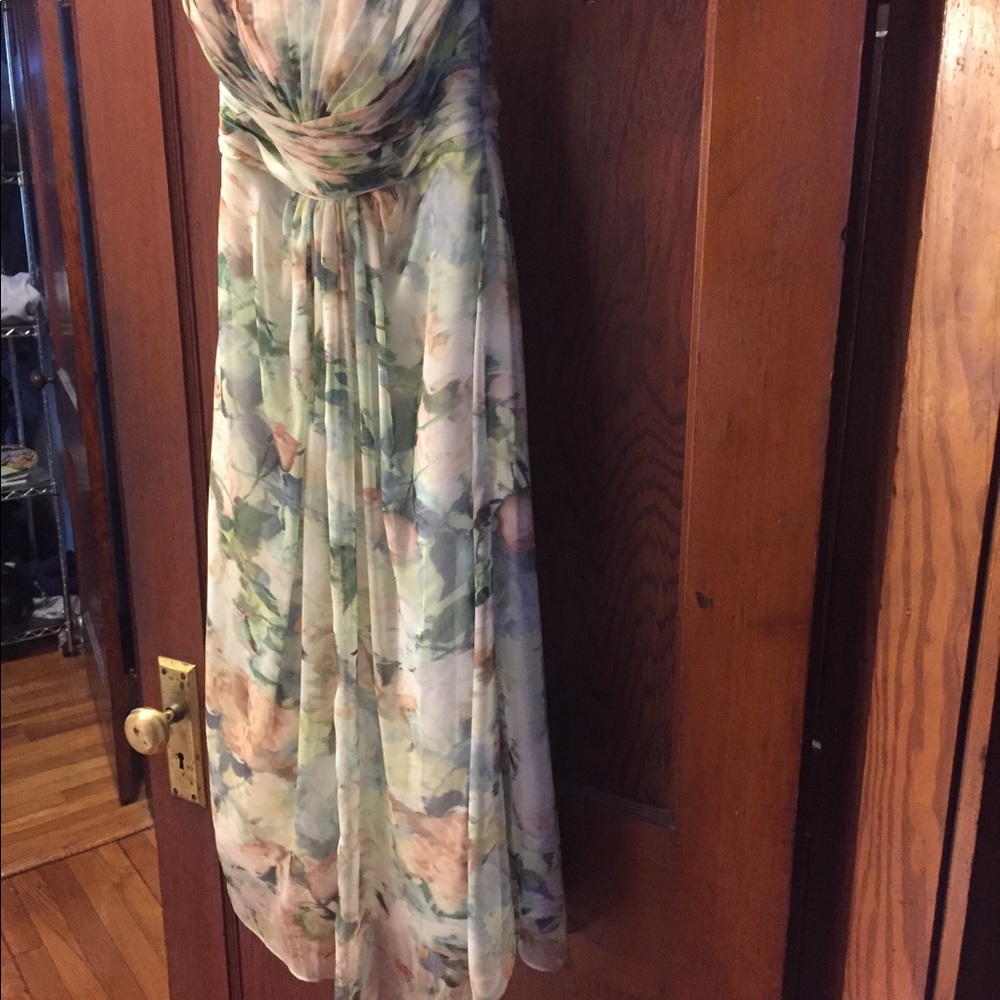 T length floral bridesmaid gown